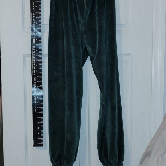 Neiman Marcus Ladies Teal Velvet Joggers - Picture 2 of 9
